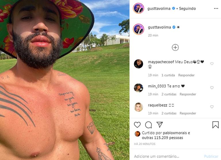 Gusttavo Lima Aparece Sem Camisa E Exp E Corpo Tudo Em Cima