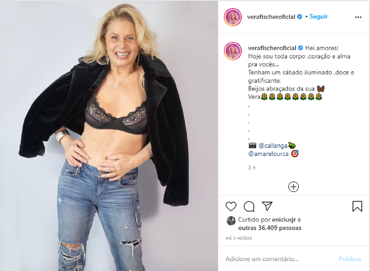 Vera Fischer aos anos surge de lingerie e coloca corpaço pra jogo