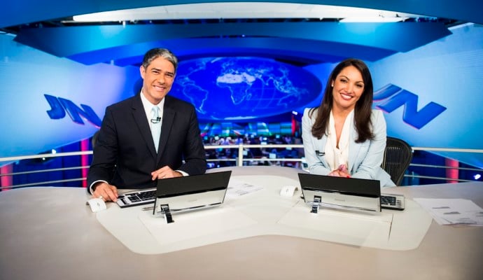 William Bonner e Patricia Poeta no comando do Jornal Nacional na Globo