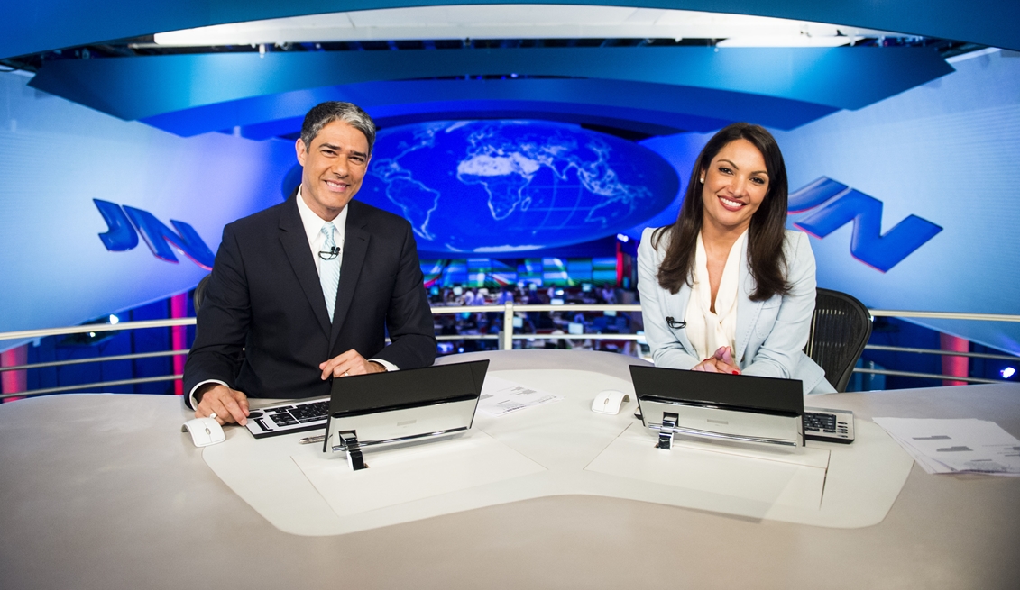 William Bonner e Patricia Poeta no comando do Jornal Nacional na Globo