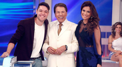 Silvio Santos recebeu os ex-bbb's Kamila Salgado e Nasser Rodrigues (Foto: Divulgação / SBT)