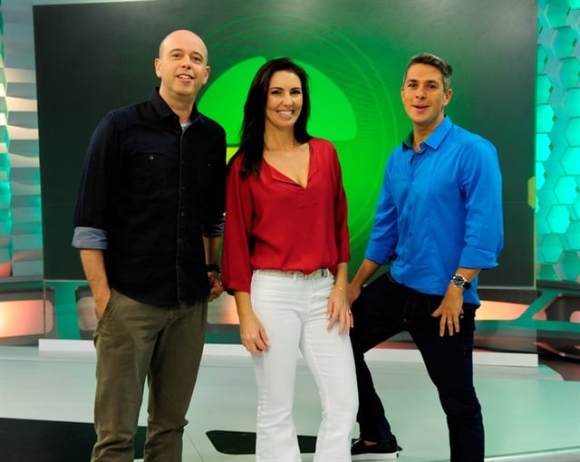 Alex Escobar, Glenda Kozlowski e Ivan Moré no estúdio (Foto: Globo/Estevam Avellar)