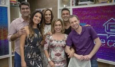 Ana Furtado, André Marques, Cissa Guimarães, Patrícia Poeta, Tiago Leifert e Zeca Camargo
(Foto: Globo/ Renato Rocha Miranda)