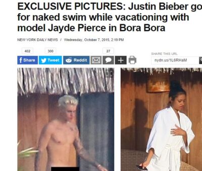 Justin Bieber e a modelo Jayde Pierce (Foto: Montagem / Reprodução NY Daily News)