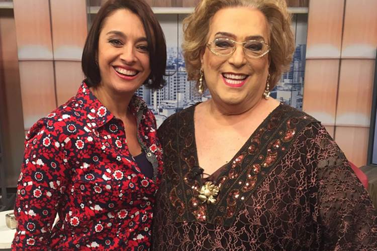 Mamma ao lado de Cátia Fonseca no então programa Mulheres da TV Gazeta. (Foto: Divulgação)