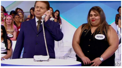 Silvio Santos passando trote em seu programa (Foto reprodução: SBT)