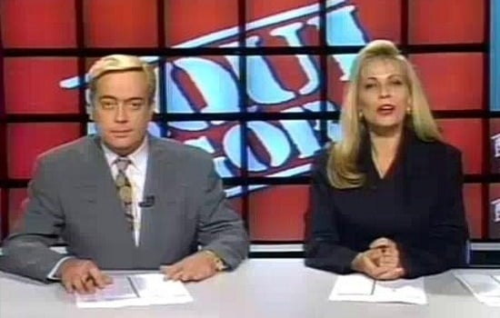 Ivo Morganti e Christina Rocha no comando do "Aqui Agora", nos anos 90 (Foto: Divulgação)