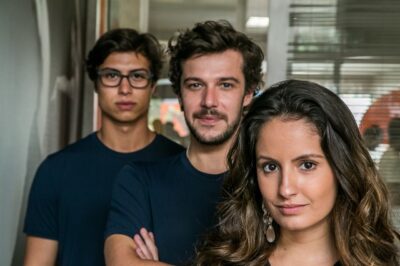 Filipe (Francisco Vitti), Renato (Jayme Matarazzo) e Nanda (Amanda de Godoi) em 