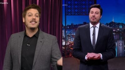 Fábio Porchat e Danilo Gentili em seus talk shows
(Foto: Reprodução/Record/SBT)