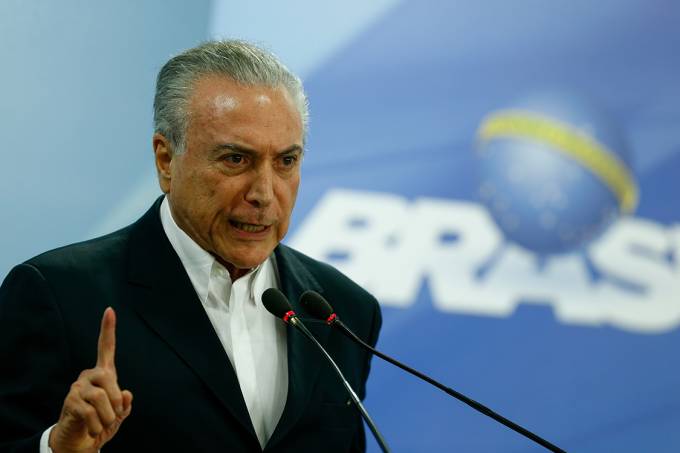 O presidente Michel Temer durante pronunciamento no Palácio do Planalto (Foto: Divulgação)