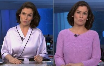 Renata Vasconcellos aparece com “roupão” esquisito na Globo e vira piada