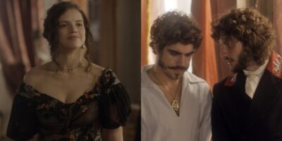 Atores em cena na novela de época 