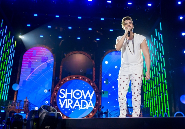 Luan Santana no Show da Virada 2017 (Foto: Globo/Bruno Soares)