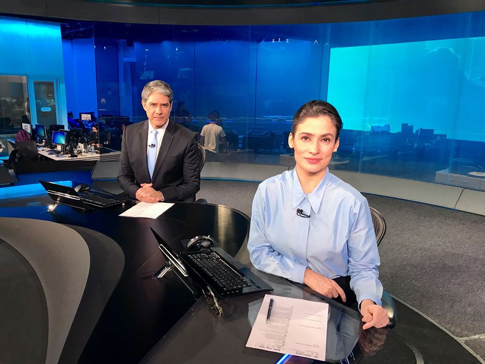 Renata Vasconcellos comandou Jornal Nacional doente (Foto Globo)