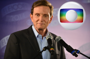 Marcelo Crivella fez graves acusações contra a Globo (Foto: Globo/João Miguel Júnior/Montagem TV Foco)