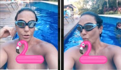 Ivete na piscina de sua casa. Foto - reprodução/insta.