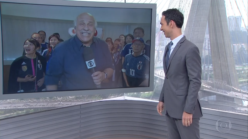 Márcio Canuto interage com Cesar Tralli durante o telejornal SP1 (Foto: Reprodução/Globo)