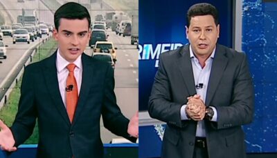 Dudu Camargo e Marcão do Povo comandam o Primeiro Impacto no ST e não se dão bem (Foto: Reprodução/Montagem/TV Foco)