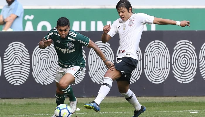 Os jogadores Dudu Romero na partida entre Palmeiras e Corinthians (Foto: Cesar Greco/Ag. Palmeiras)