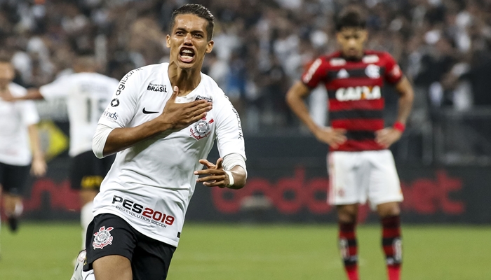 O atacante Pedrinho no jogo Corinthians x Flamengo pela semifinal da Copa do Brasil (Foto: Rodrigo Gazzanel/Agência Corinthians)