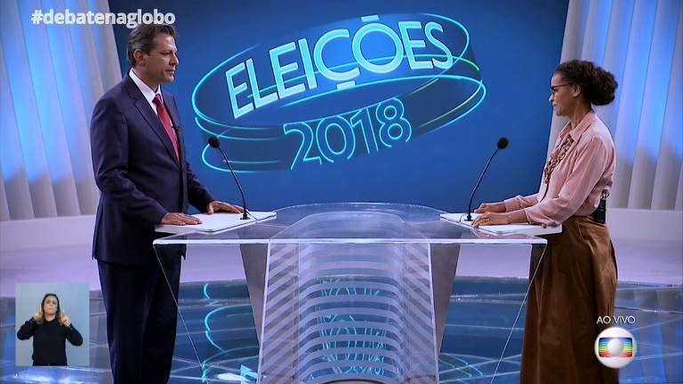 Marina Silva em pergunta para Fernando Haddad (Foto: Reprodução/Globo)