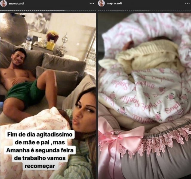 Mayra ainda não mostrou o rosto de Sophia, mas já publicou algumas imagens em que a criança aparece. (Foto: Instagram / @mayracardi)