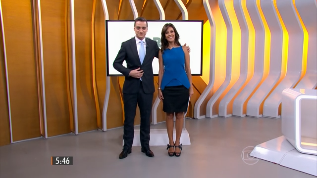 Monalisa Perrone e Tiago Scheuer na Globo (Foto: Reprodução)