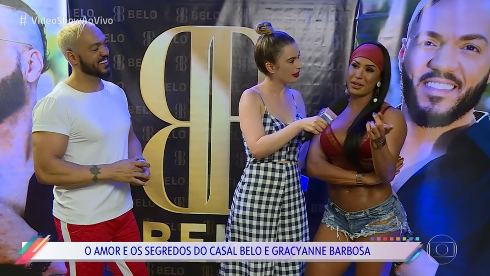 Fernanda Keulla entrevista o casal Belo e Gracyanne — (Foto: TV Globo)