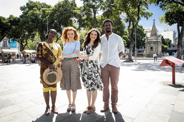 Cesária, Miss Celine, Marocas e Menelau em O Tempo Não Para (Foto: Globo/João Miguel Júnior)