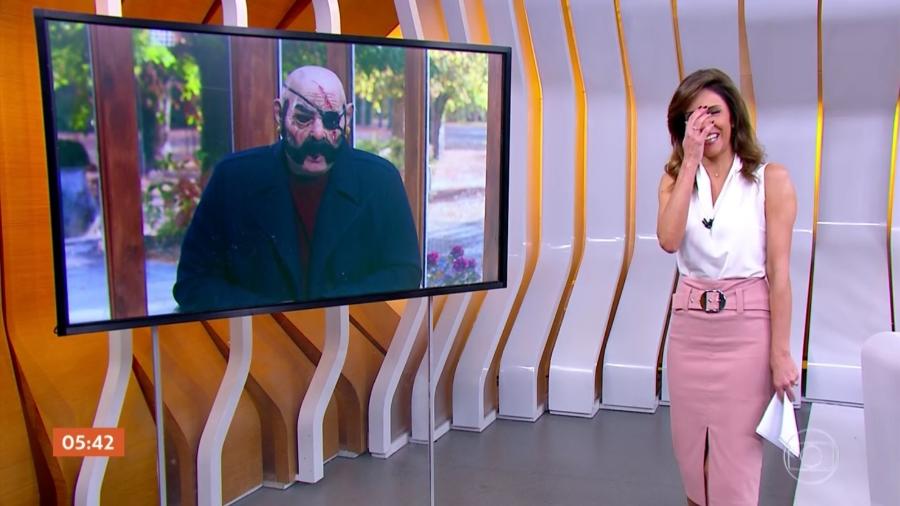 Monalisa Perrone e Rodrigo Alvarez mascarado em Hora 1 na Globo