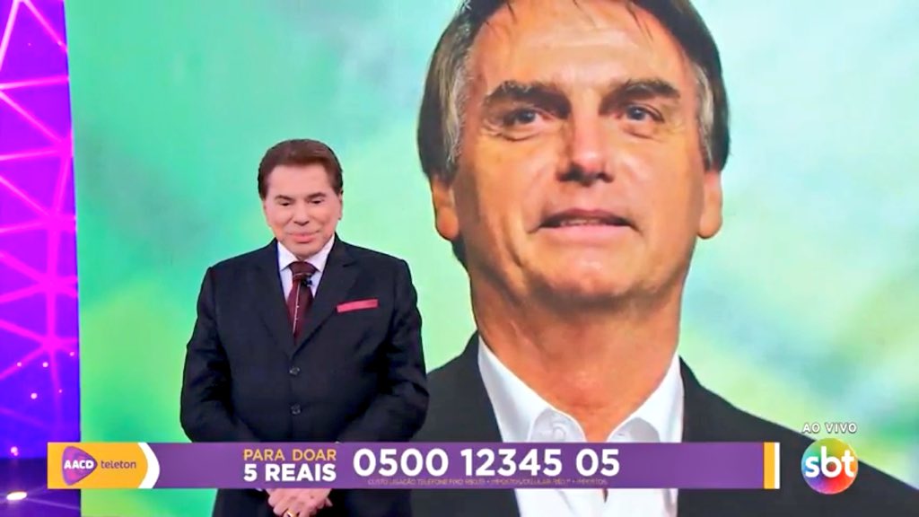 Silvio Santos ligou para Bolsonaro no Teleton (Foto: Reprodução/SBT)