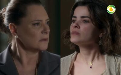 Mirtes ameaça Stella na novela O Sétimo Guardião (Foto: Reprodução)