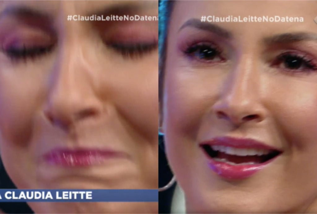 Claudia Leitte se emocionou durante o Agora é Domingo de Datena na Band