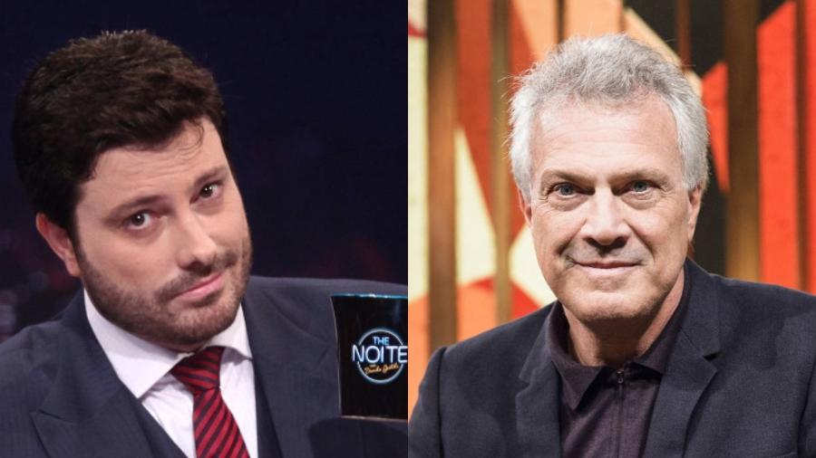 Silvio Santos elogiou o Danilo Gentili e falou da concorrência direta com o programa de Pedro Bial Imagem: Divulgação/Montagem UOL