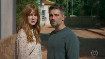 Marina Ruy Barbosa (Luz) e Bruno Gagliasso (Gabriel) em cena de O Sétimo Guardião
(Foto: Reprodução/Globo)