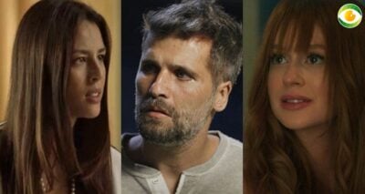 Laura (Yanna Lavigne), Gabriel (Bruno Gagliasso) e Luz (Marina Ruy Barbosa) em O Sétimo Guardião
(Foto: Reprodução/Globo/Montagem TV Foco)