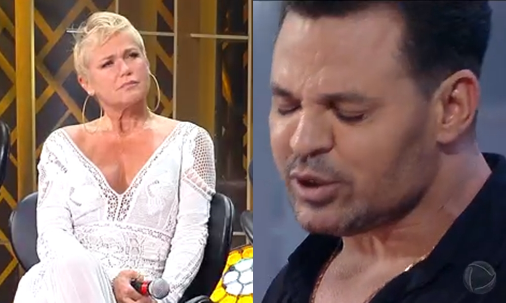 Xuxa não gostou nada de ver Eduardo Costa no Família Record (Foto: Reprodução/ TV)