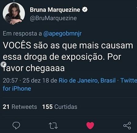 Bruna Marquezine responde para fã de Neymar (Foto: Reprodução/Twitter)