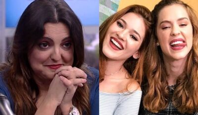 Fabíola Reipert, Ana Clara e Sophia Abraão na Globo (Foto: Reprodução)