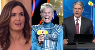 Fátima Bernardes, Xuxa, Bonner representantes da Globo e Record (Foto: Montagem/TV Foco)