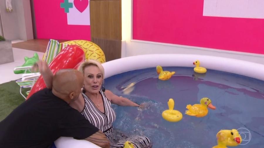 Ana Maria Braga foi jogada na piscina (Foto: Reprodução)