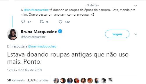 Bruna Marquezine respondeu internauta