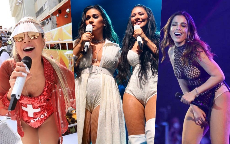 Claudia Leitte, Simone e Simaria e Anitta em shows Foto: Reprodução - montagem TV FOCO