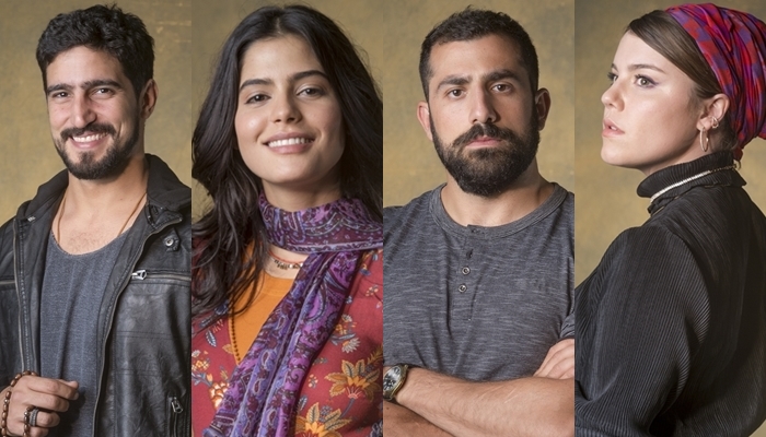 Renato Góes, Júlia Dalavia, Kaysar Dadour e Alice Wegmann em Órfãos da Terra (Foto: Globo/Paulo Belote)