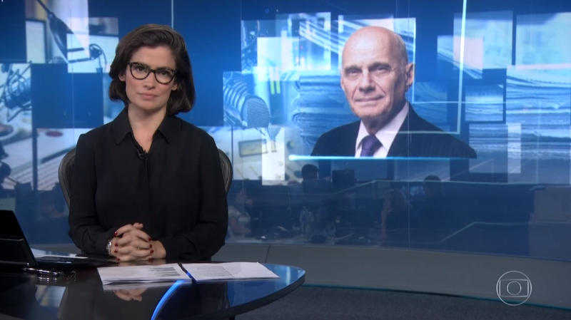 Renata Vasconcellos no comando do Jornal Nacional (Foto: Reprodução/Globo)