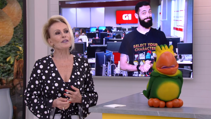 Ana Maria Braga e Cauê Fabiano no Mais Você (Foto: Reprodução/Globo)