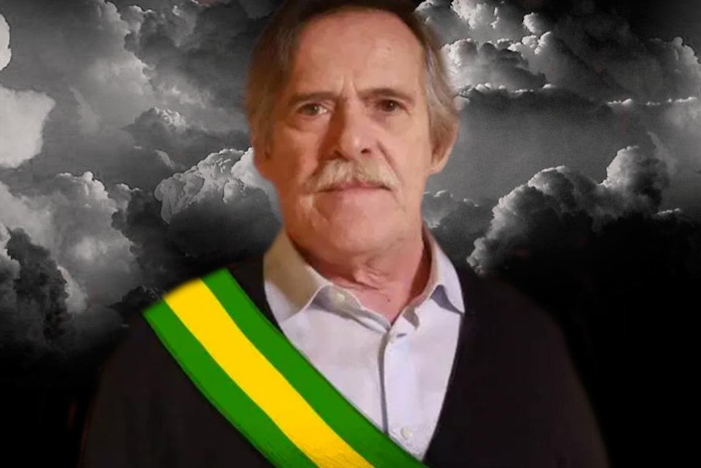 O ator José de Abreu em montagem com a faixa presidencial (Foto: Reprodução)