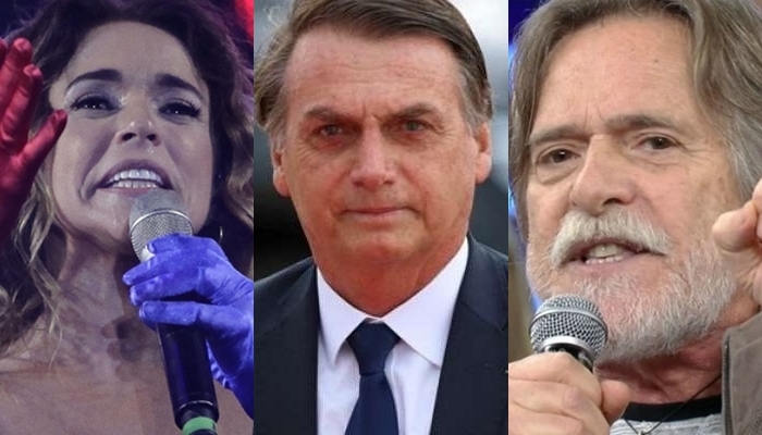 Daniela Mercury, Jair Bolsonaro e José de Abreu (Foto: Divulgação/Montagem TV Foco)