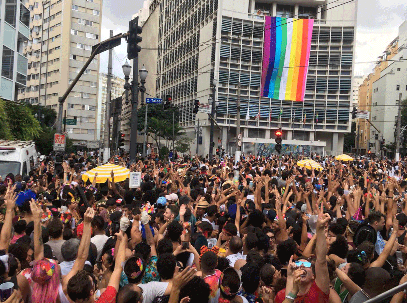 Bloco Love Fest no Centro de São Paulo no carnaval 2018 (Foto: Ana Carolina Moreno/G1)