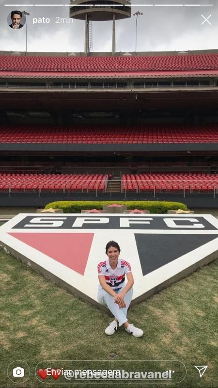 Alexandre Pato postou foto da namorado em visita ao Morumbi (Foto: Reprodução/Instagram)